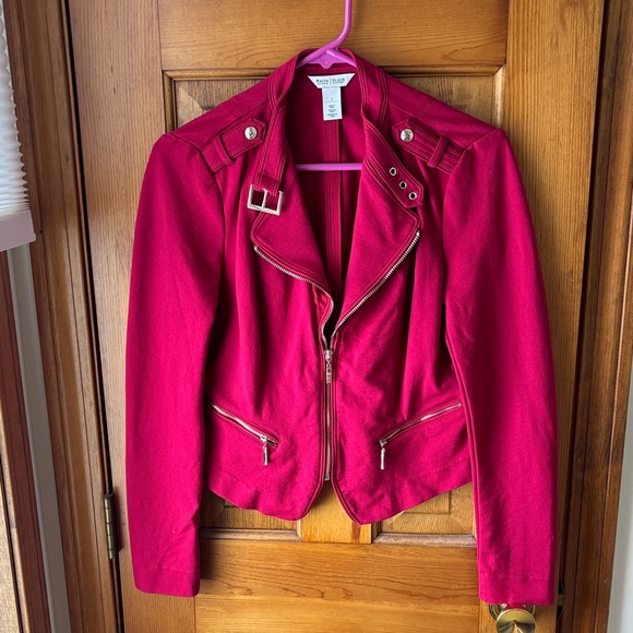 White House Black Market Jackets & Blazers - WHBM Red Moto Jacket